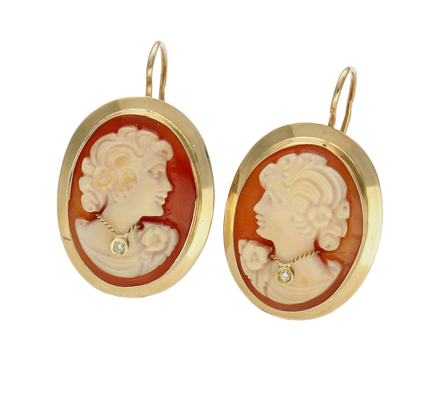 Złote kolczyki 585 Pani Walewska wiszące z koralem KL 7982D.jpg